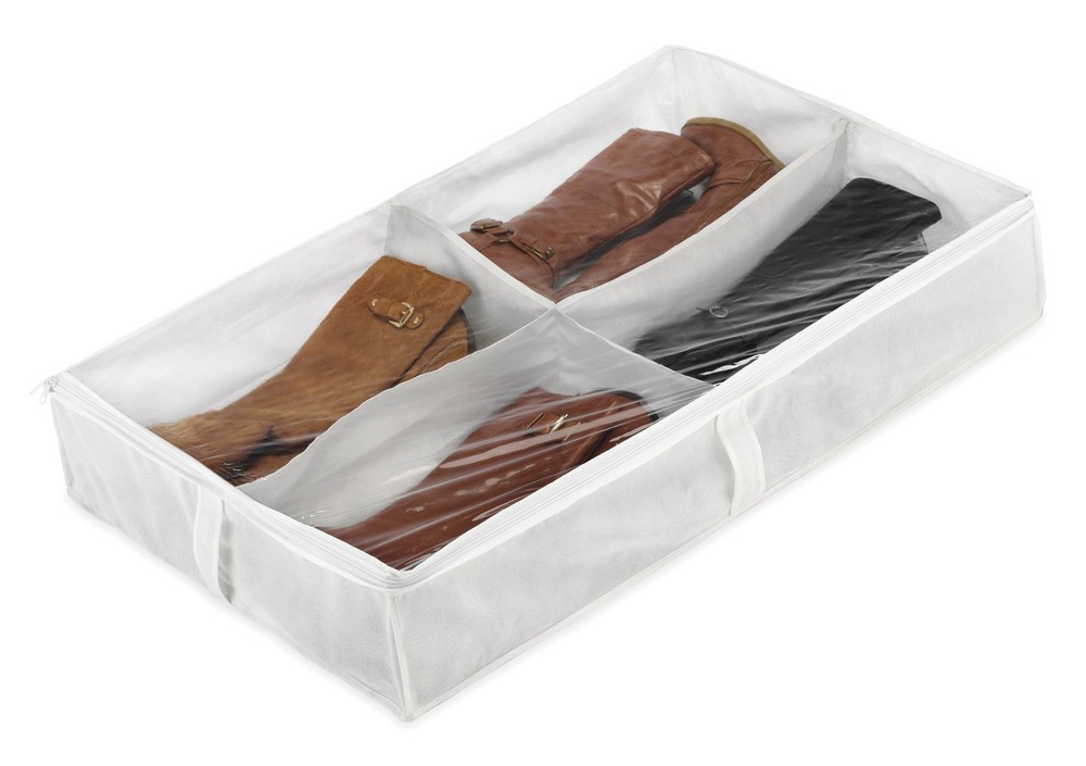 Whitmor Underbed Boot Bag 4 Section White Storage Organizer Space Saver