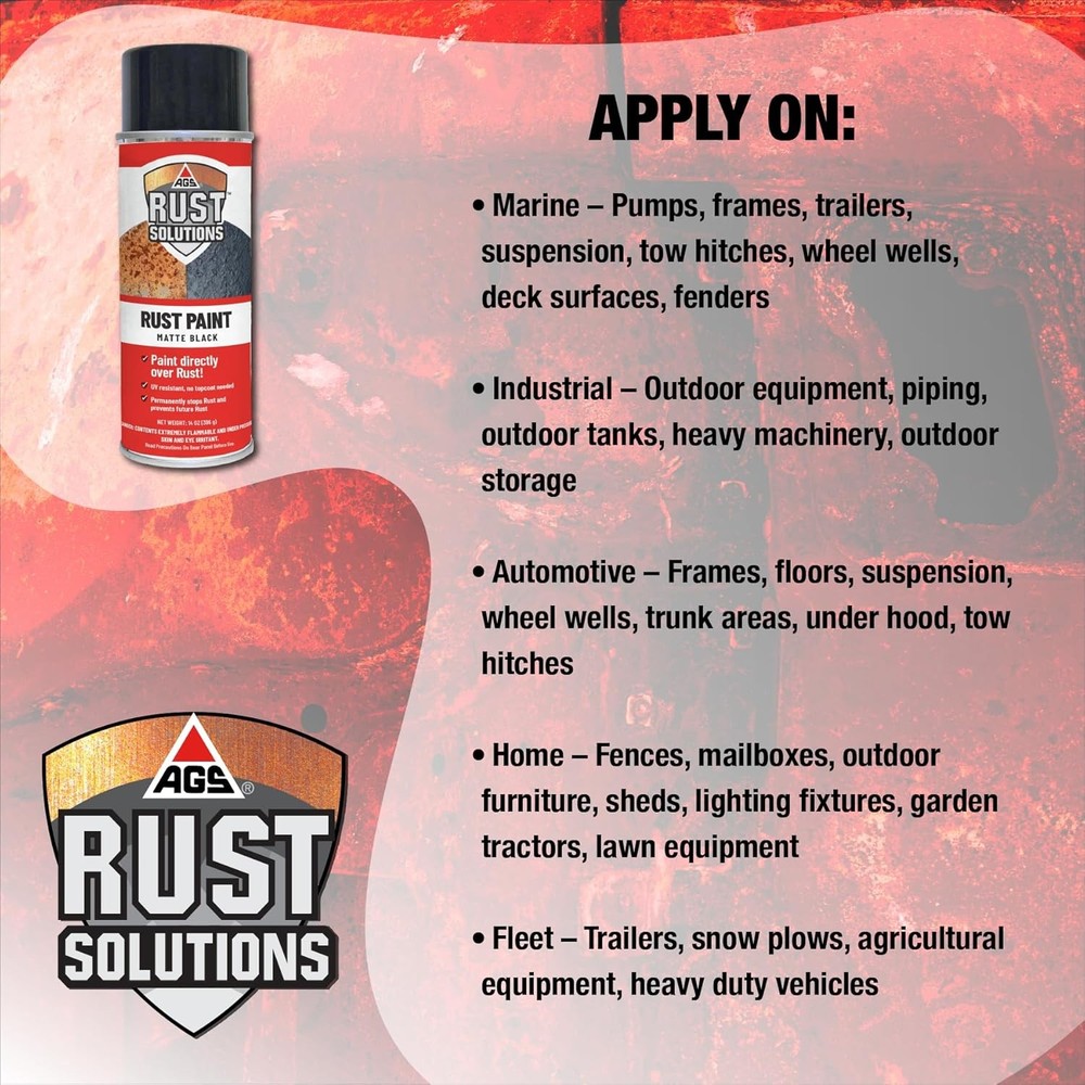 Rust Spray Paint, 14oz, Durable Matte Black Finish, Safe 14 oz,