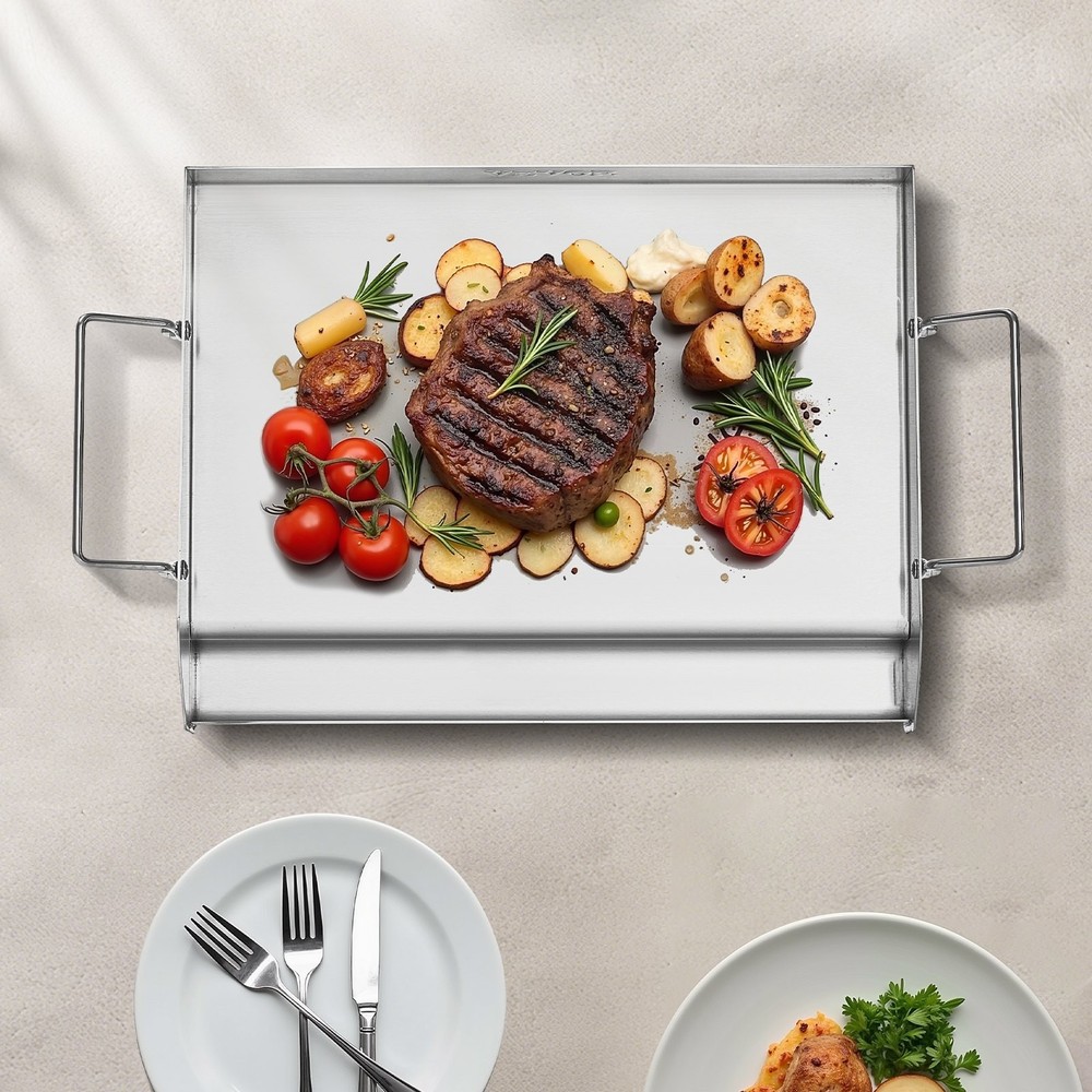 Stainless Steel Griddle 17x13 inch Universal Flat Top Rectangular Plate Ga