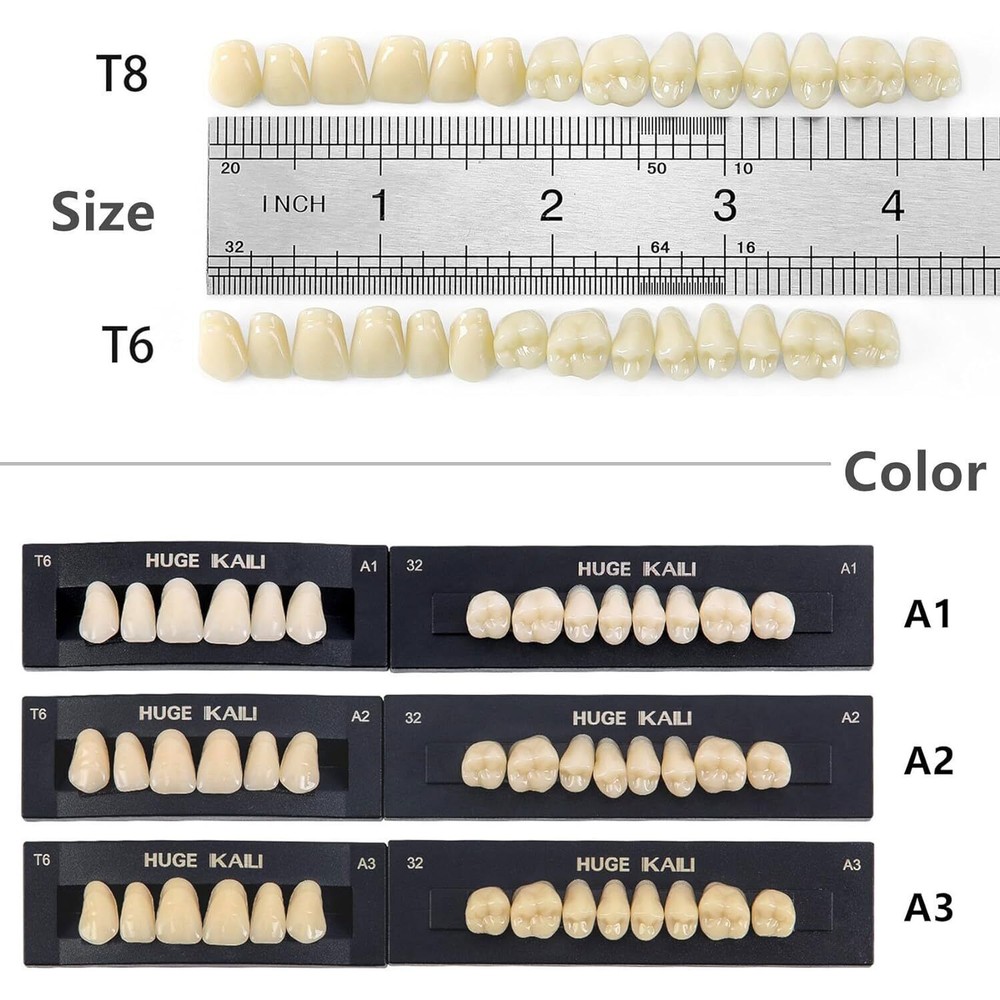 28Pcs Dental Temporary Denture Resin Teeth False Teeth Set A1/A2/A3 Upper&Lower