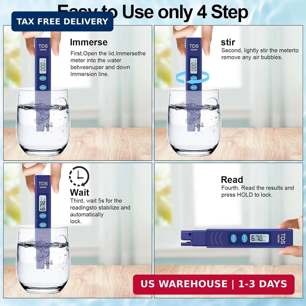 TDS Meter, Digital Water Quality Tester with Automatic Temperature Compensation