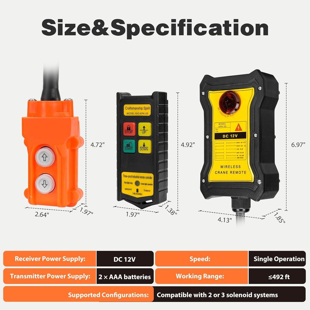 2-in-1 Wireless Crane Remote Control 12V Dump Trailer Up Down Switch For Trailer