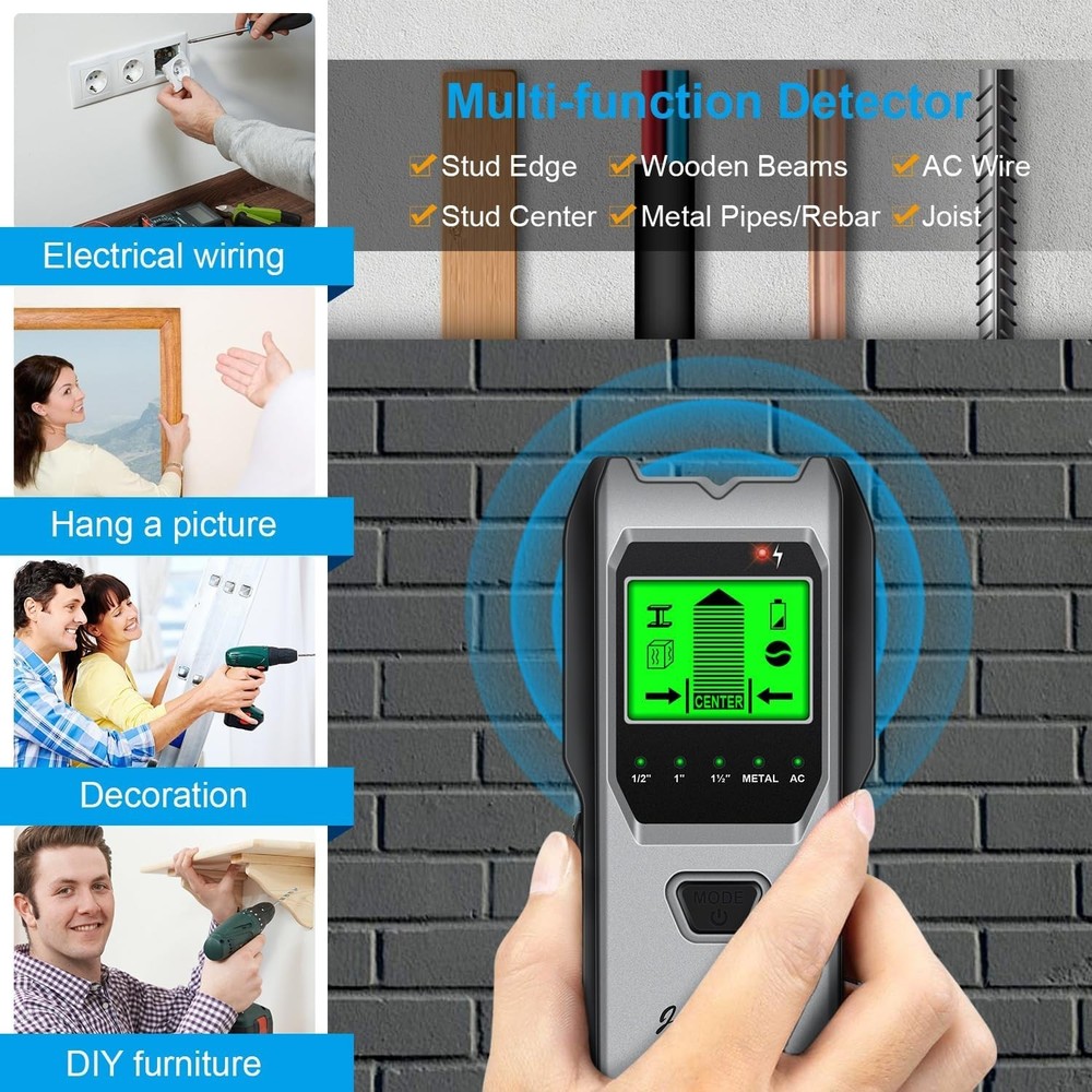 Wall Scanner with 5-in-1 Function, LCD, and Audio