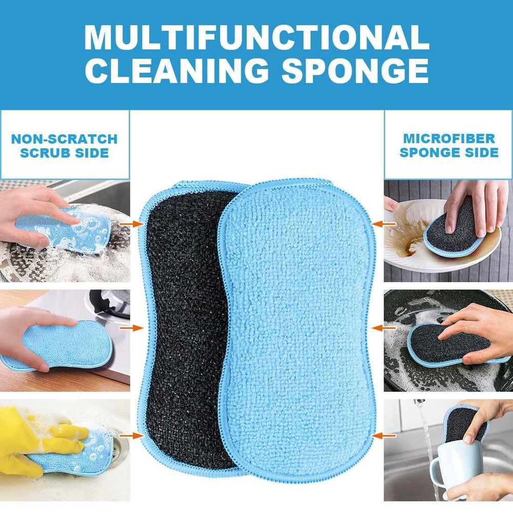 HOMEXCEL 12 Pack Multi-Purpose Scrub Sponges Kitchen, Dish Sponge, Blue