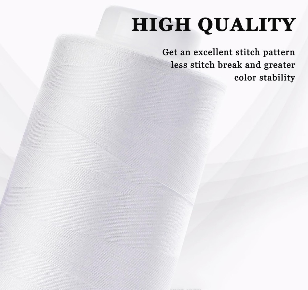 Serger Thread 4 Cones 3000 Yards Polyester Spool 40S/2 Black White Sewing