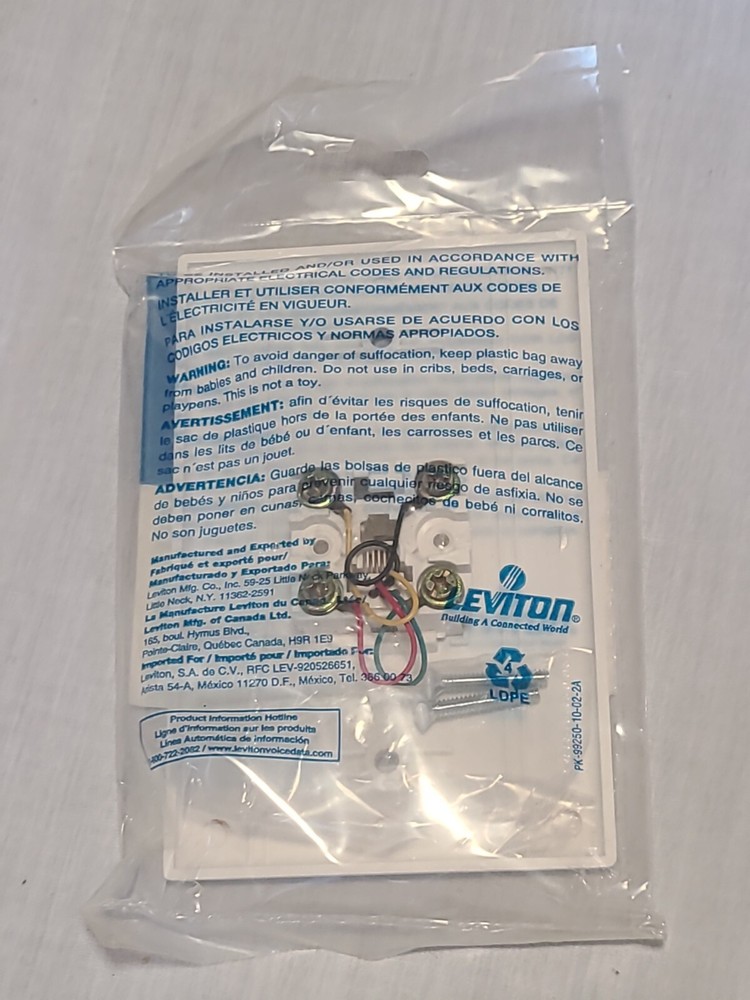 Leviton White 625B4-Cond. Flush Mount Jack Midway Smooth Face, 10 PACK..