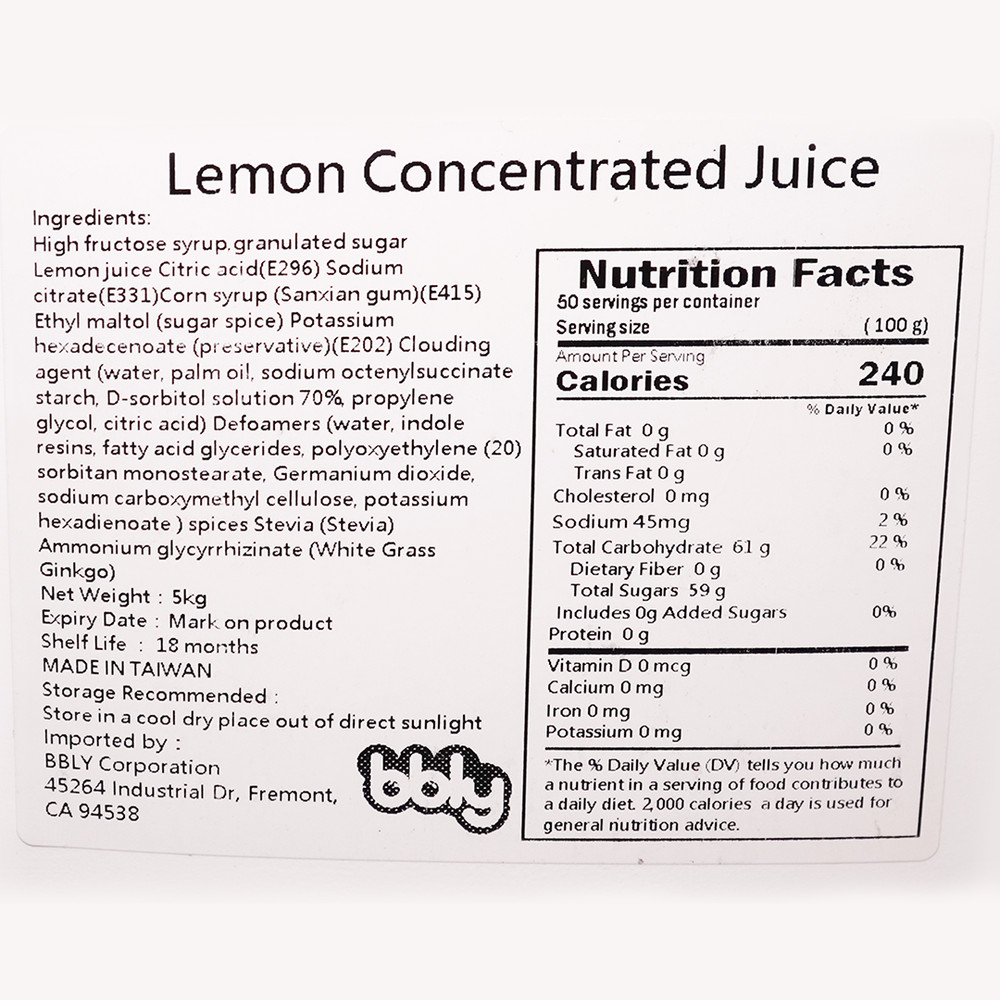 BBLY Lemon Syrup, 11lbs x btl