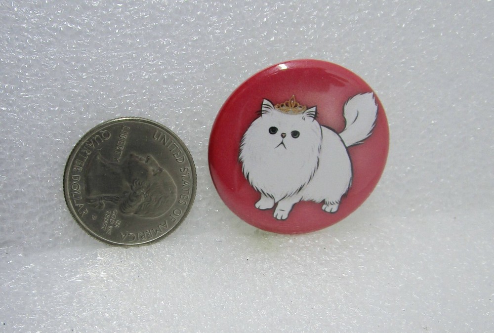 White Cat Wearing Crown Pin