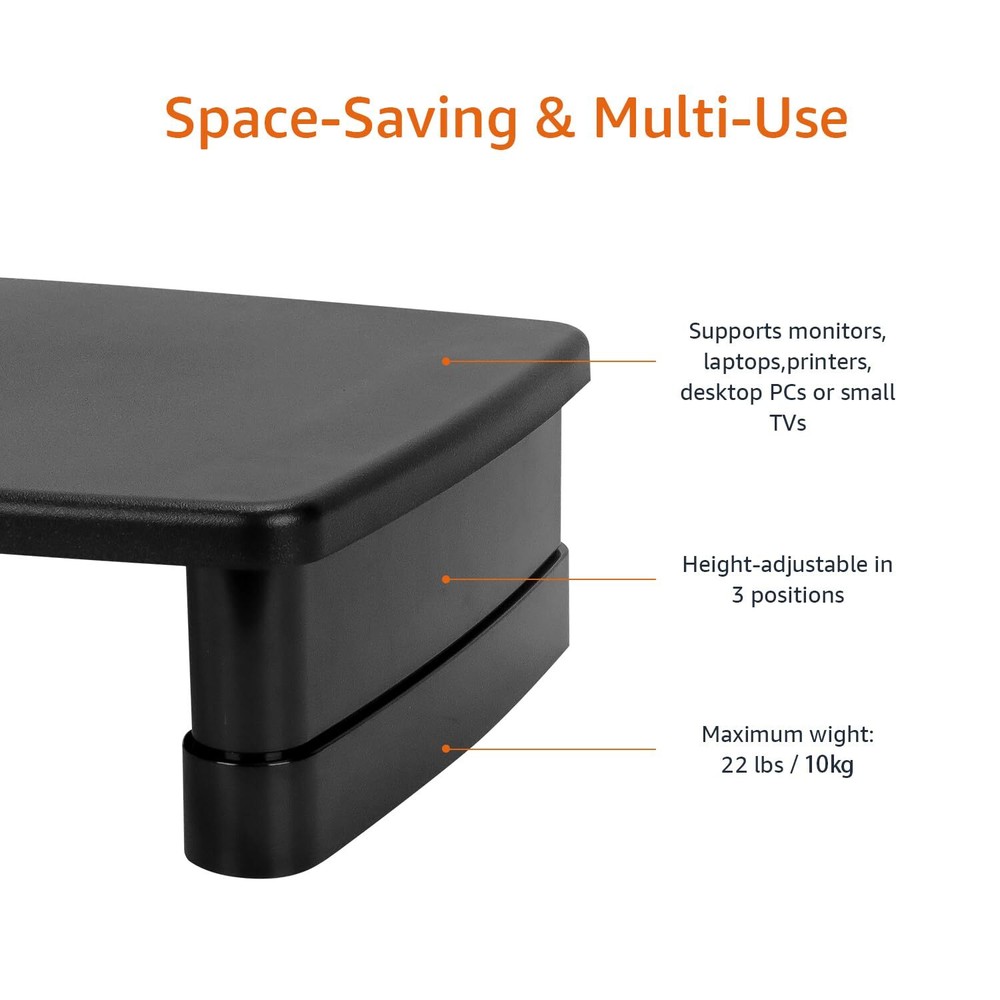 Basics Adjustable Computer Monitor Riser Desk Stand