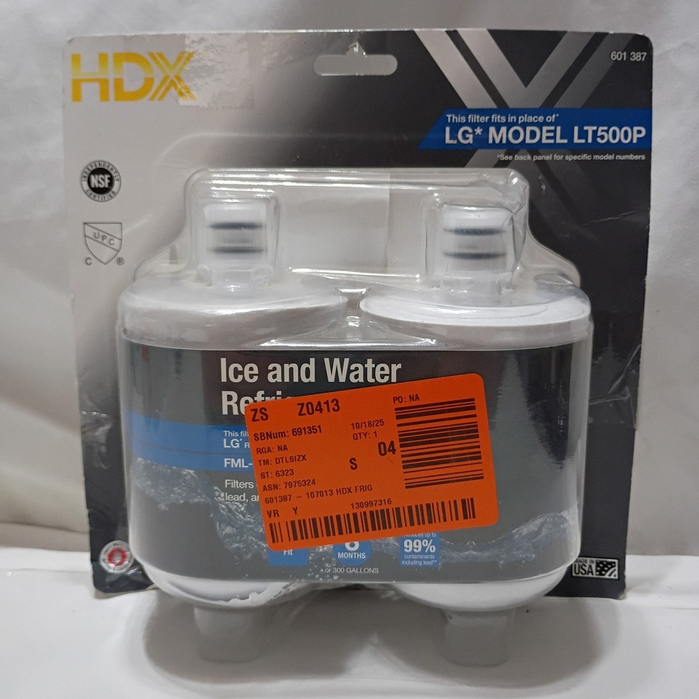HDX FML-1 Premium Refrigerator Water Filter Replacement Fits LG LT 500P (2-Pack)
