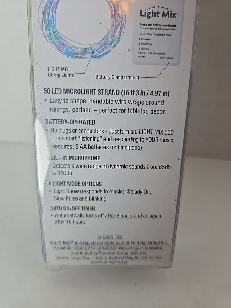 Light Mix Sound Responsive LED String Light - Length 16 ft. W/ 4 Light Modes