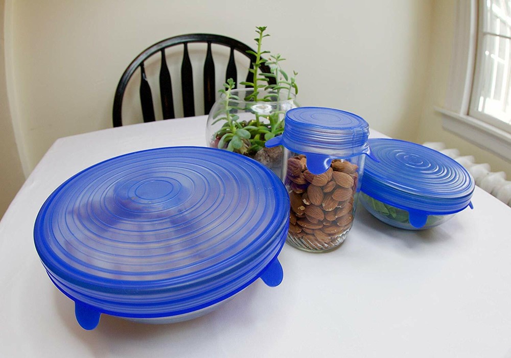 Reusable Silicone Stretch Lids (6) Eco Friendly Lids Durable Expandable Freezer