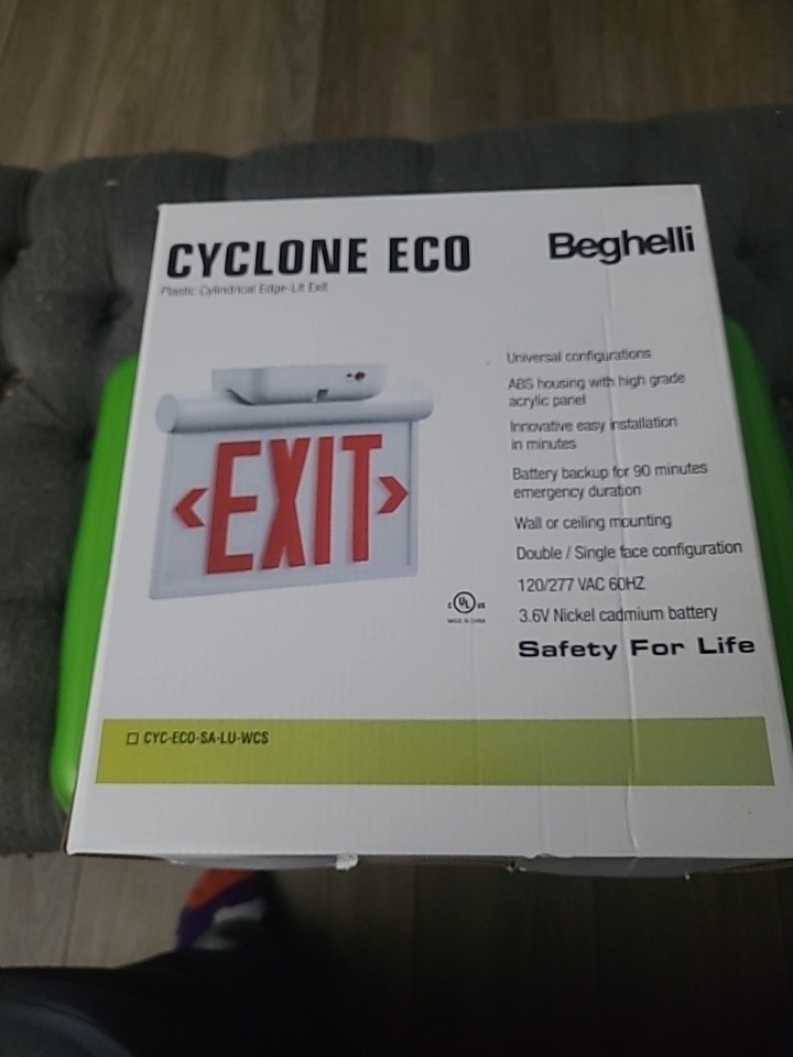 GREEN/RED BEGHELLI CYCLONE ECO PLASTIC CYLINDRICAL-LIT EXIT