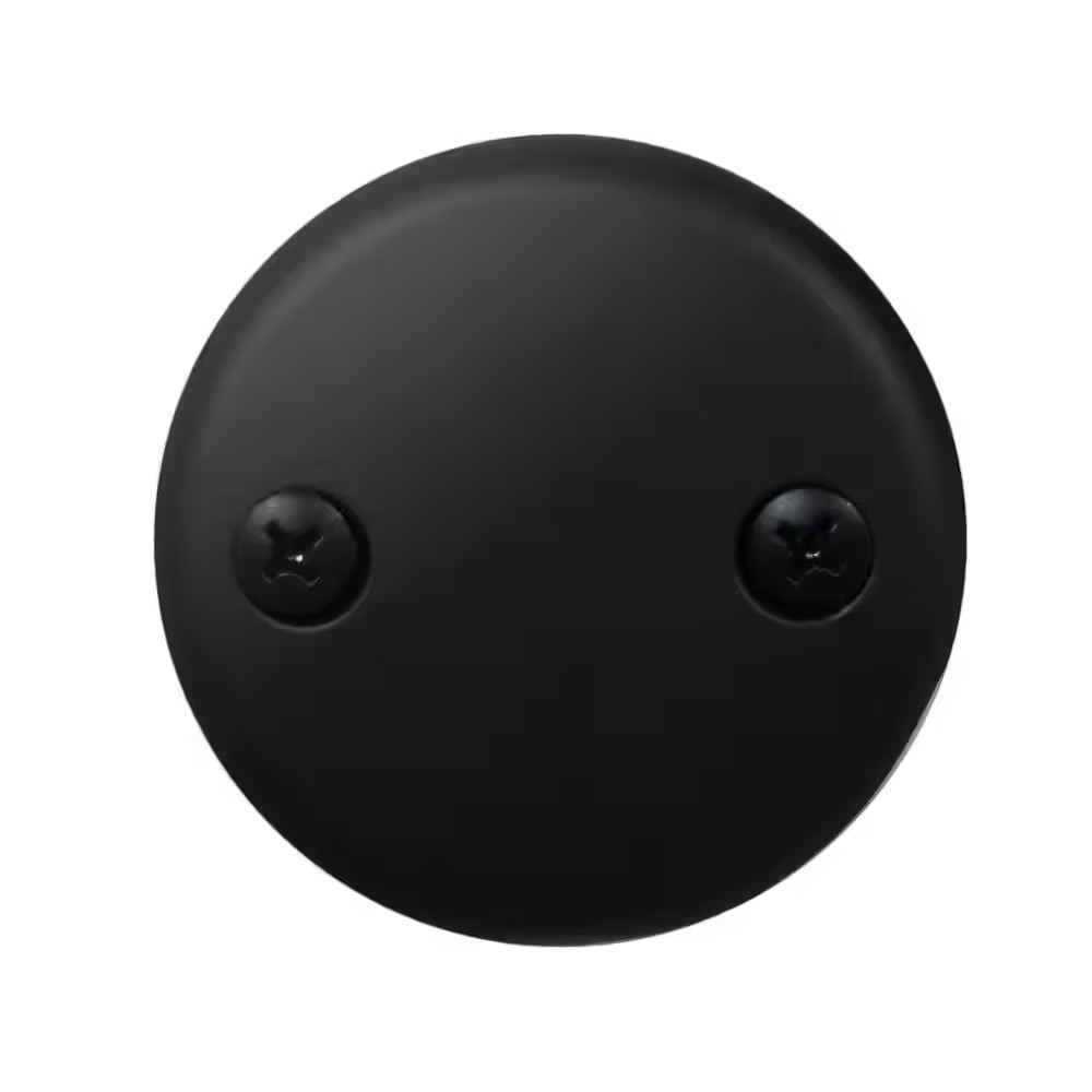 3-1/8 In. Two-Hole Bathtub Overflow Faceplate and Screws, Matte Black
