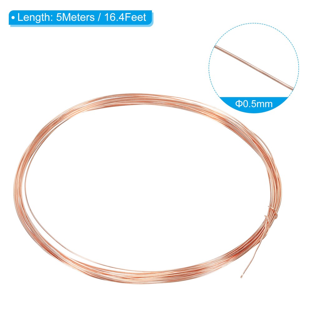 16.4Ft Solid Bare Copper Wire 25 Gauge 99.9% Pure Copper Wire Soft Beading Wire
