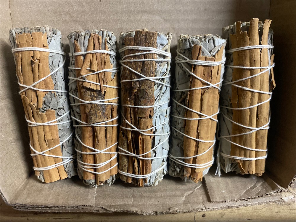 4 inch white sage with cinnamon five pieces
