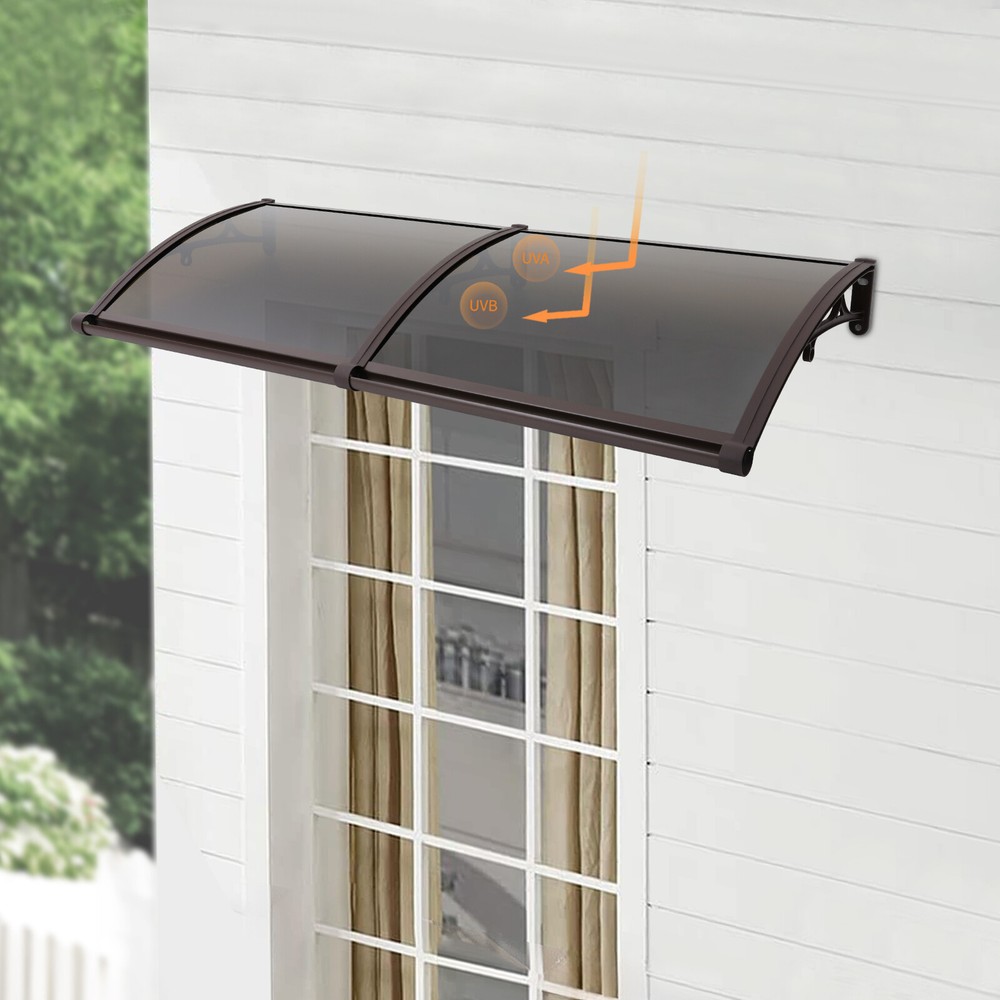 Modern Coffee Color Front Door Awning Canopy with Efficient Drainage