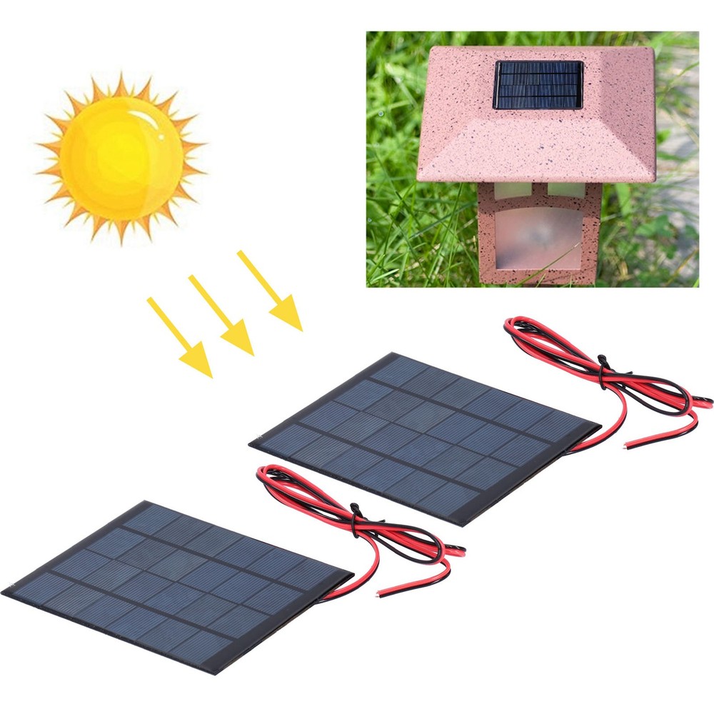 2Pcs Mini Solar Power Module Epoxy Panel With 100cm Cable Electronic New