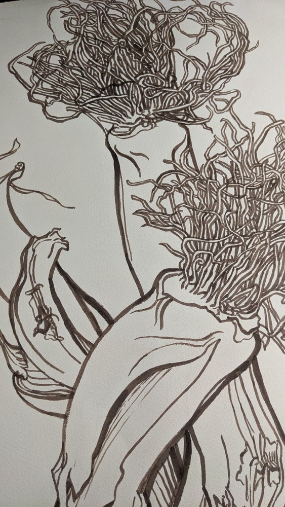 Fritz Kreidt, tree composition, drawing, unsigned