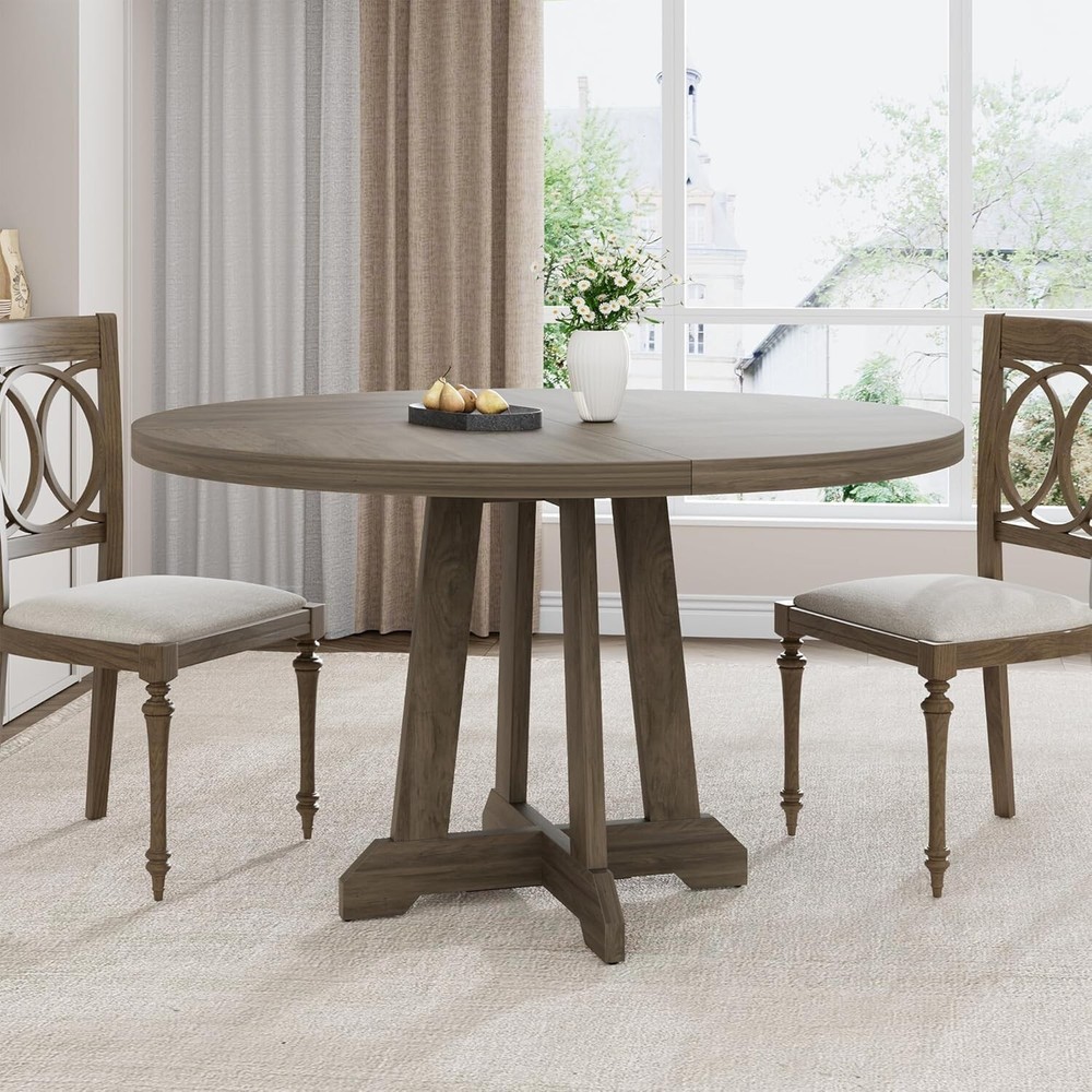 47" Round Dining Table for 4-6 People Large Circle Table Rustic (No chairs)