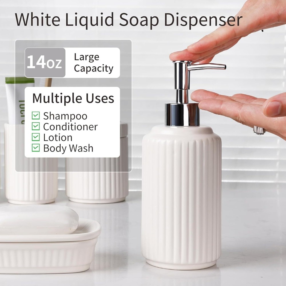 White Bathroom Accessory Set 5PCS,Ceramic Bathroom Accessory Set