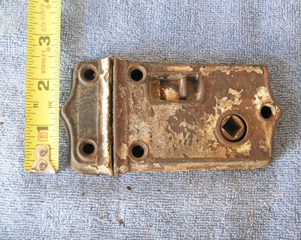 Antique Salvage Rim Surface Door Lock + Keeper Chippy White Paint Works