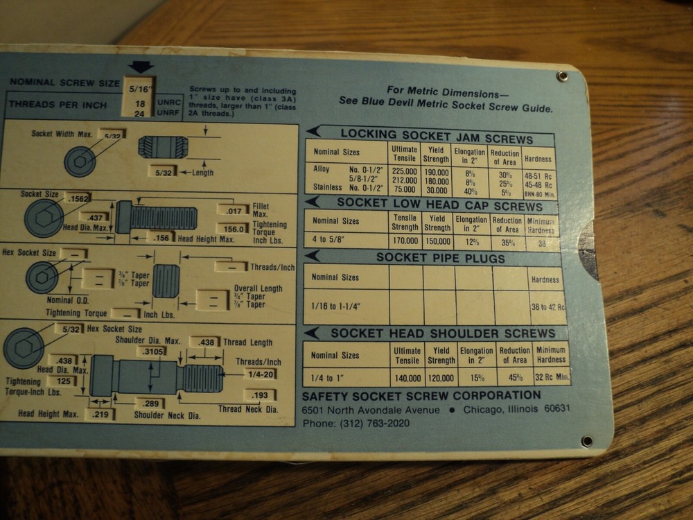 Vintage Blue Devil Safety Socket Screw Guide Calculator Tool 10" Long