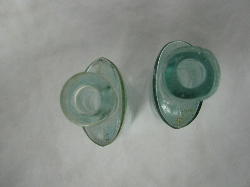 2 Vintage 5" Aqua Blue Bottles