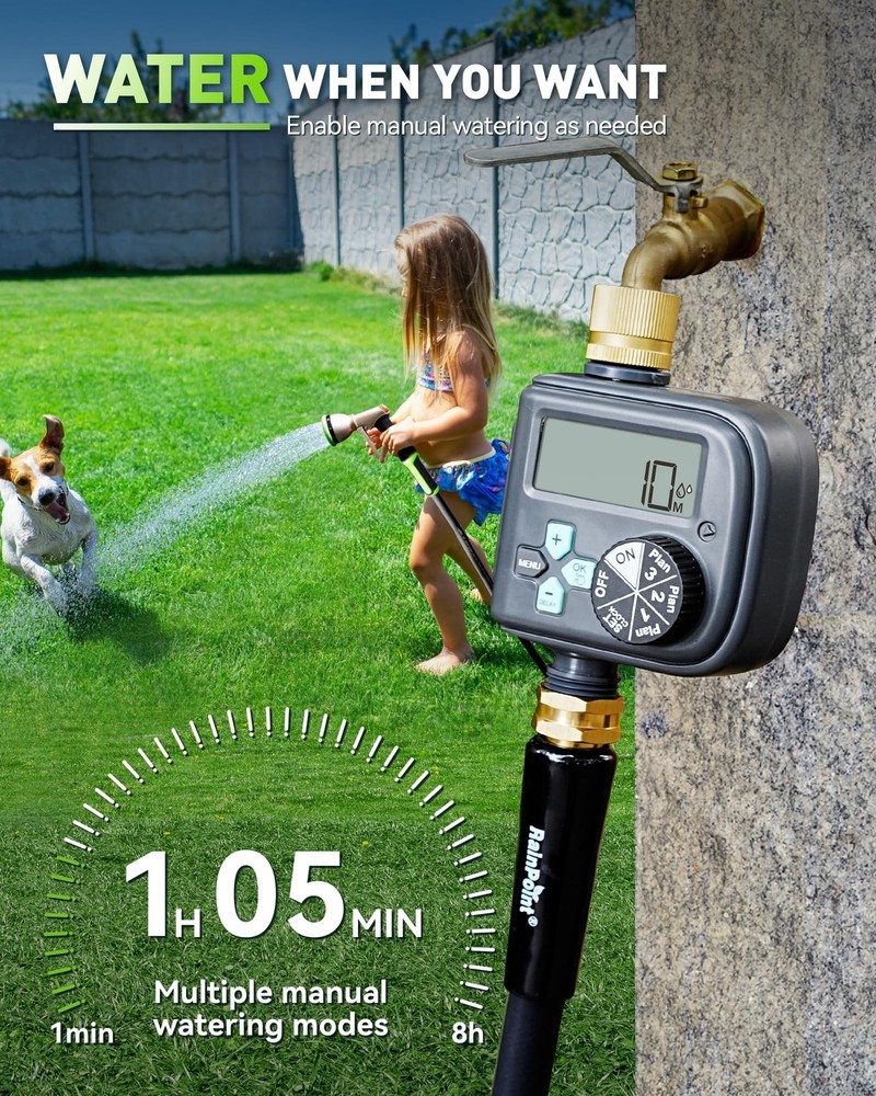 RAINPOINT Sprinkler Timer with 3 Different Programs, Waterproof Hose Timer Br...