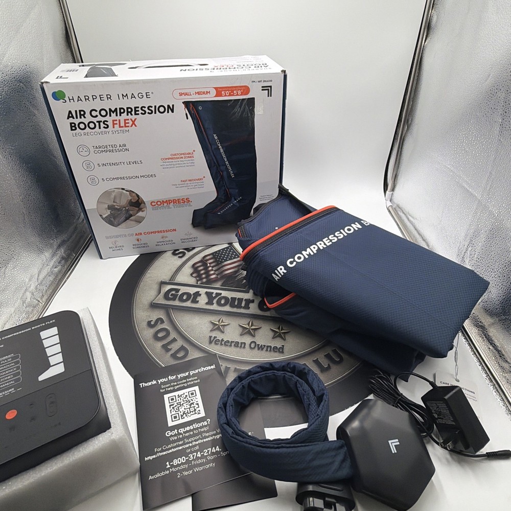 Sharper Image Air Compression Boots Flex Leg Recovery System Small/Medium (Blue)