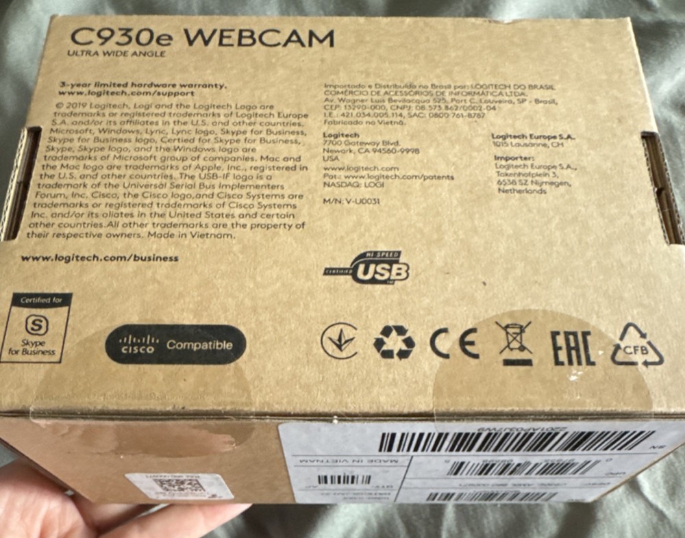 Logitech C930e Ultra Wide Angle USB Webcam sealed
