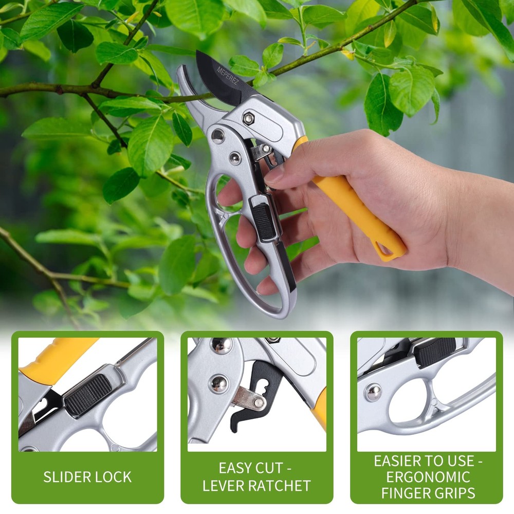 Ultra Sharp Germany Pruning Shears - Cuts 3X Easier, Weak Hand 8", Yellow