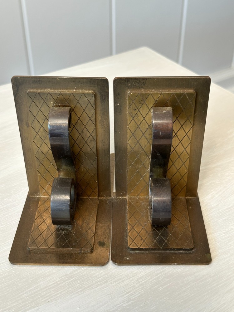 Vintage Bookends~Solid Brass Scroll~Antique~