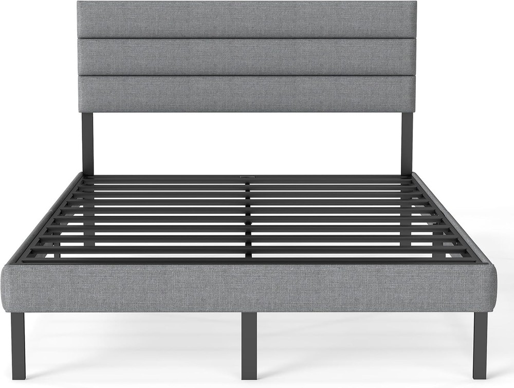 Full Queen Size Upholstered Bed Frame,Metal Platform Bed Frame with Headboard