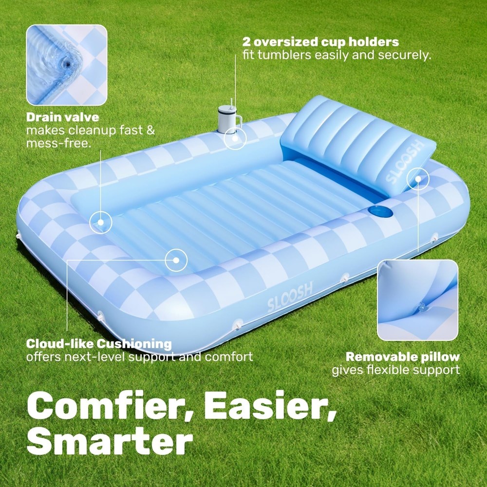 Durable Inflatable Tanning Bed Float, 70" x 46" - Perfect for Private Sunbathing