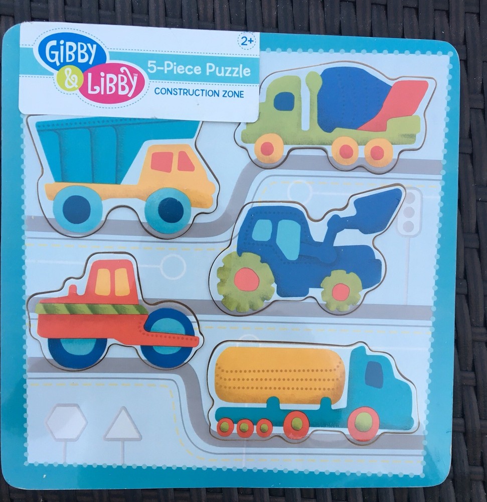C.R. Gibson Gibby & Libby - 5 Piece Puzzle - Construction Zone
