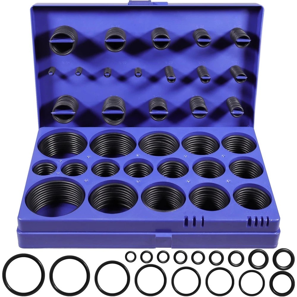 XBVV 407 Pcs Universal SAE O Ring Assortment Kit，32 Inch Sizes Standard Black