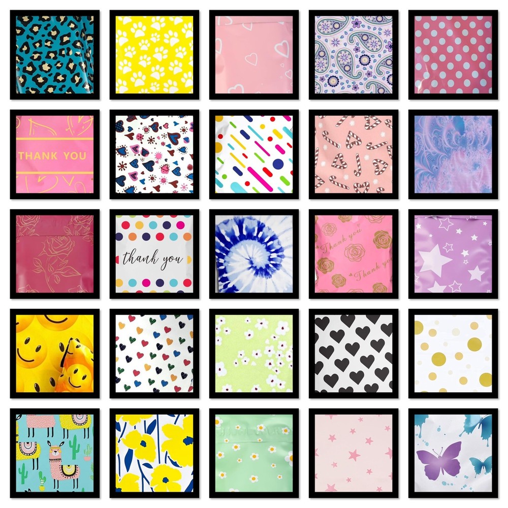 Poly Mailers 6x9 100 UNIQUE DIFFERENT DESIGNS