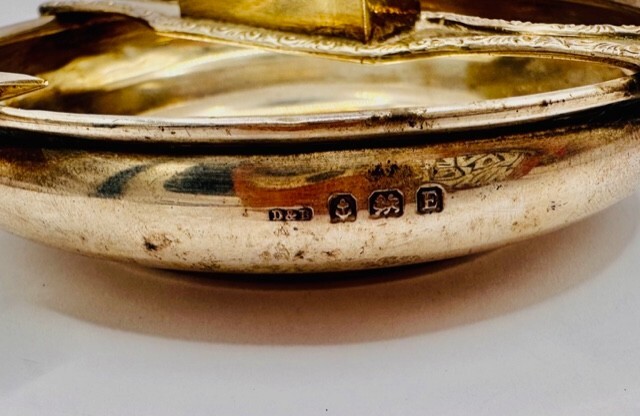 Art Deco Solid Hallmarked Silver Ashtray & Matchbox Holder 100g Table Ware 1929