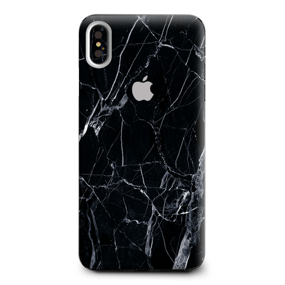 Skins Decal Wrap for Apple iPhone XS Max-Black Marble Granite White
