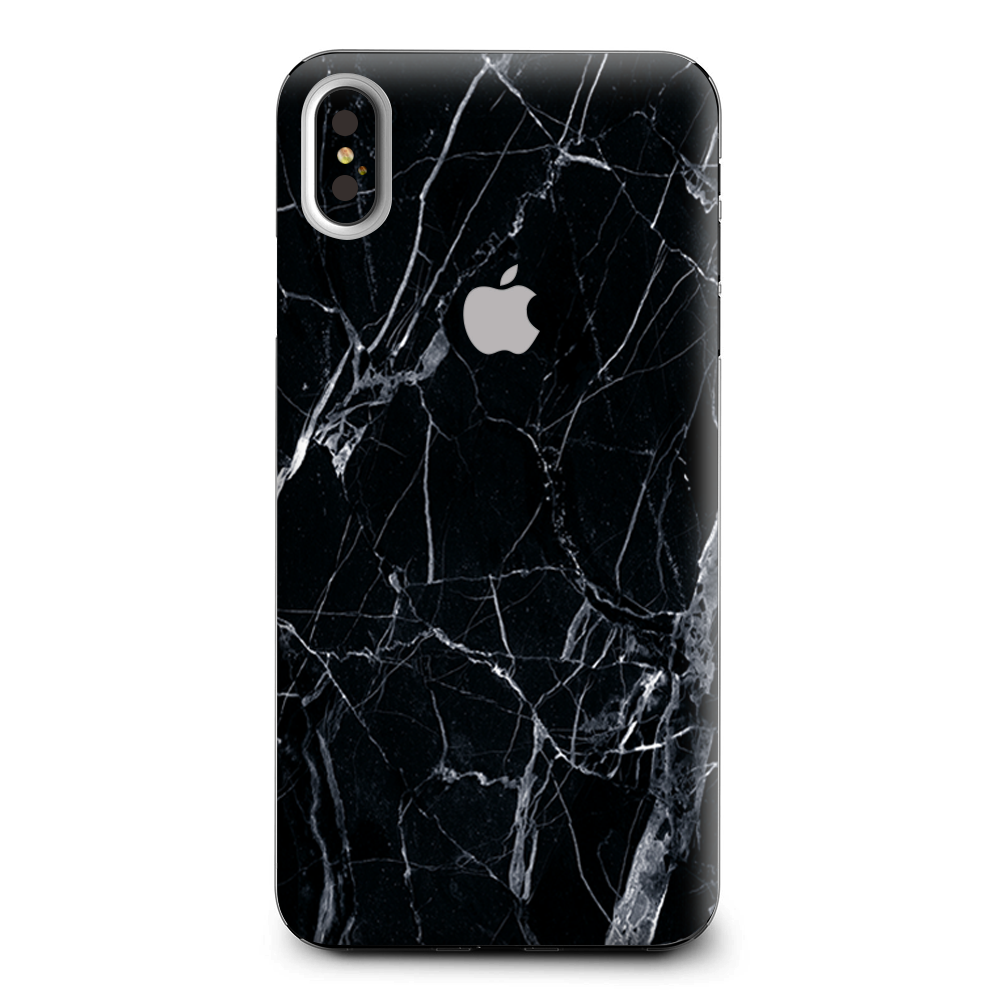 Skins Decal Wrap for Apple iPhone XS Max-Black Marble Granite White