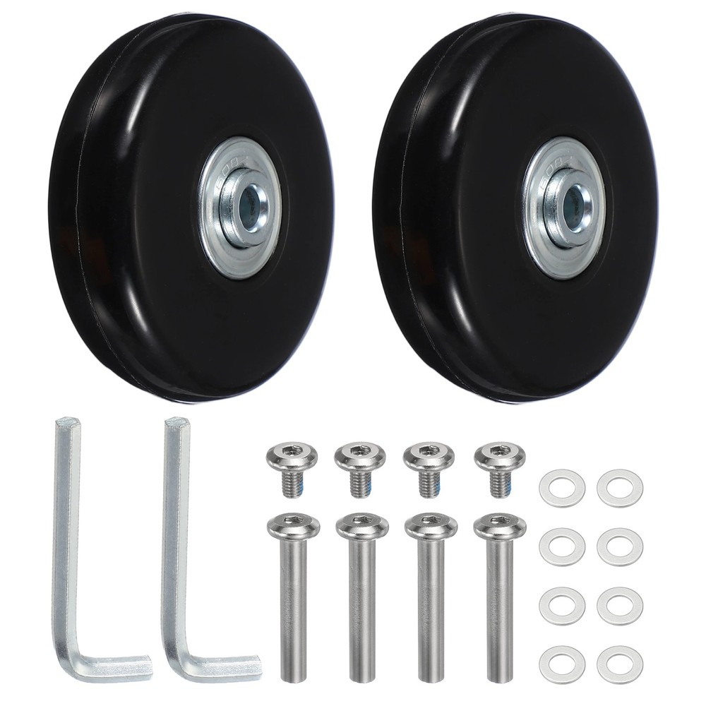 Replacement Luggage Wheels, 60x17mm & 1 Set & Rubber & Black