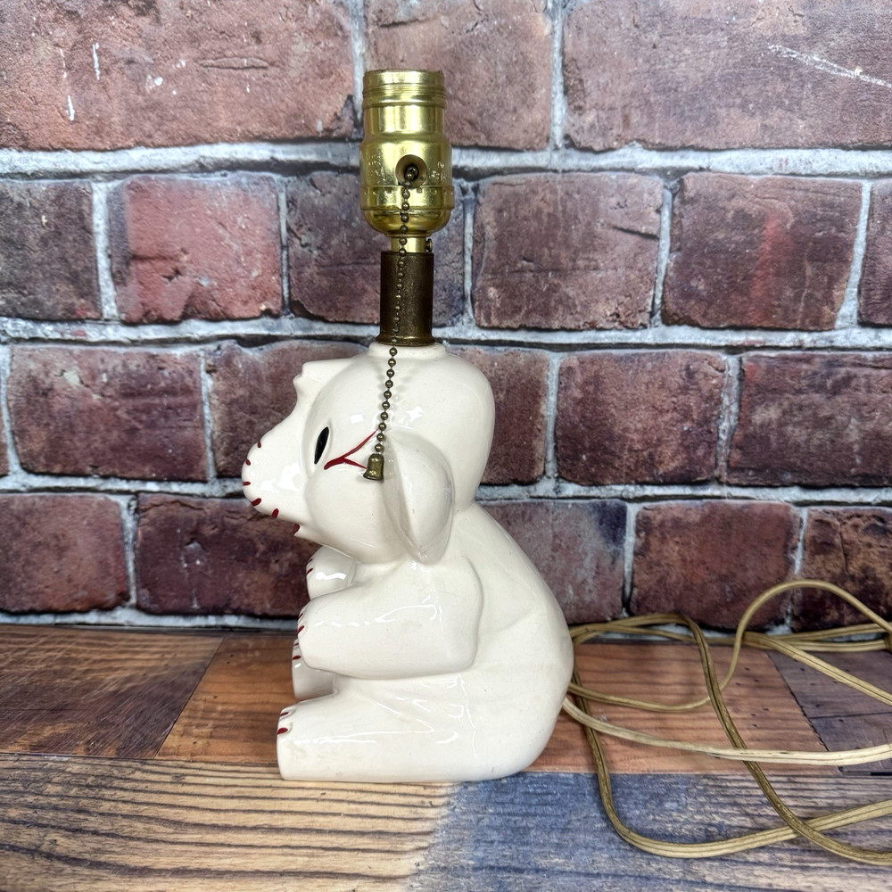 Vintage Totline Ceramic Elephant table Lamp 1940's-1950's Working! Pull Chain