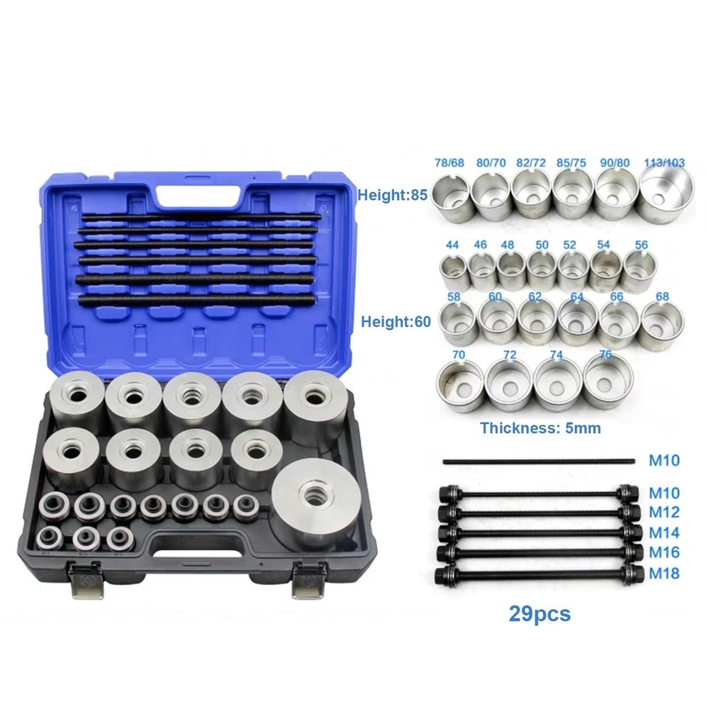 Kuntech 29PCS Pull & Press Sleeve Kit Bush Bearing Removal Insertion Tool
