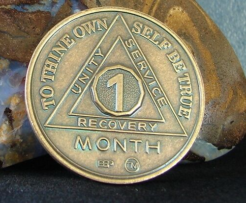 Alcoholics Anonymous AA 1 Month Bronze Medallion Token Chip Sobriety Sober