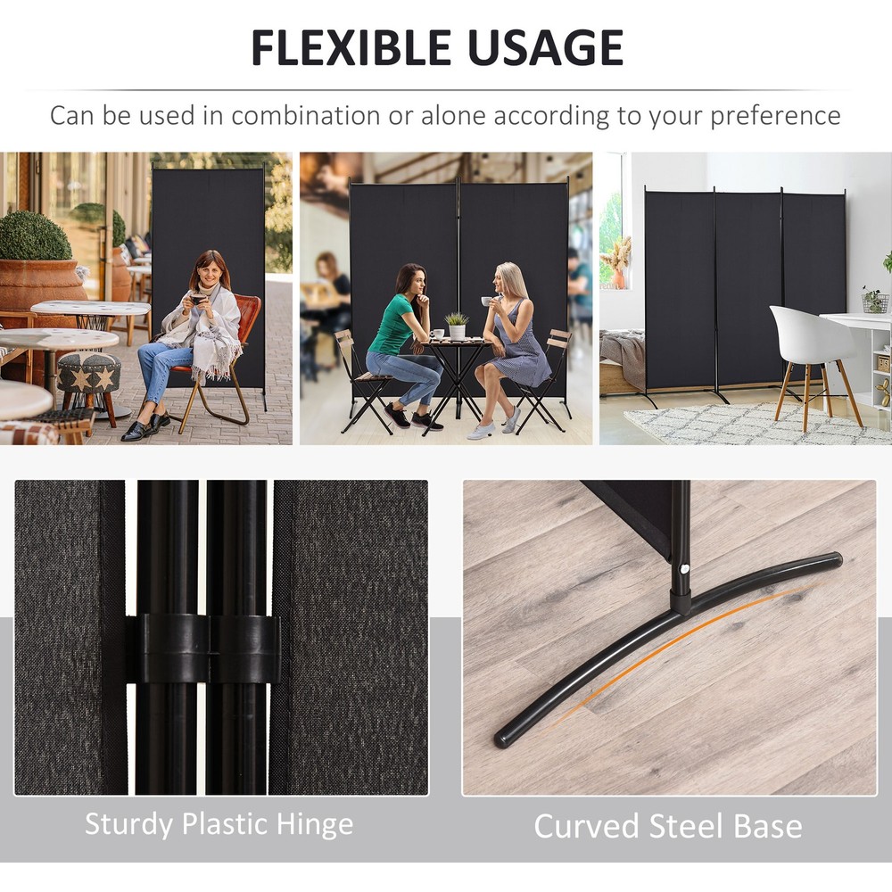 6ft 3-Panel Room Divider – Indoor Folding Privacy Screen for Home, Metal Frame