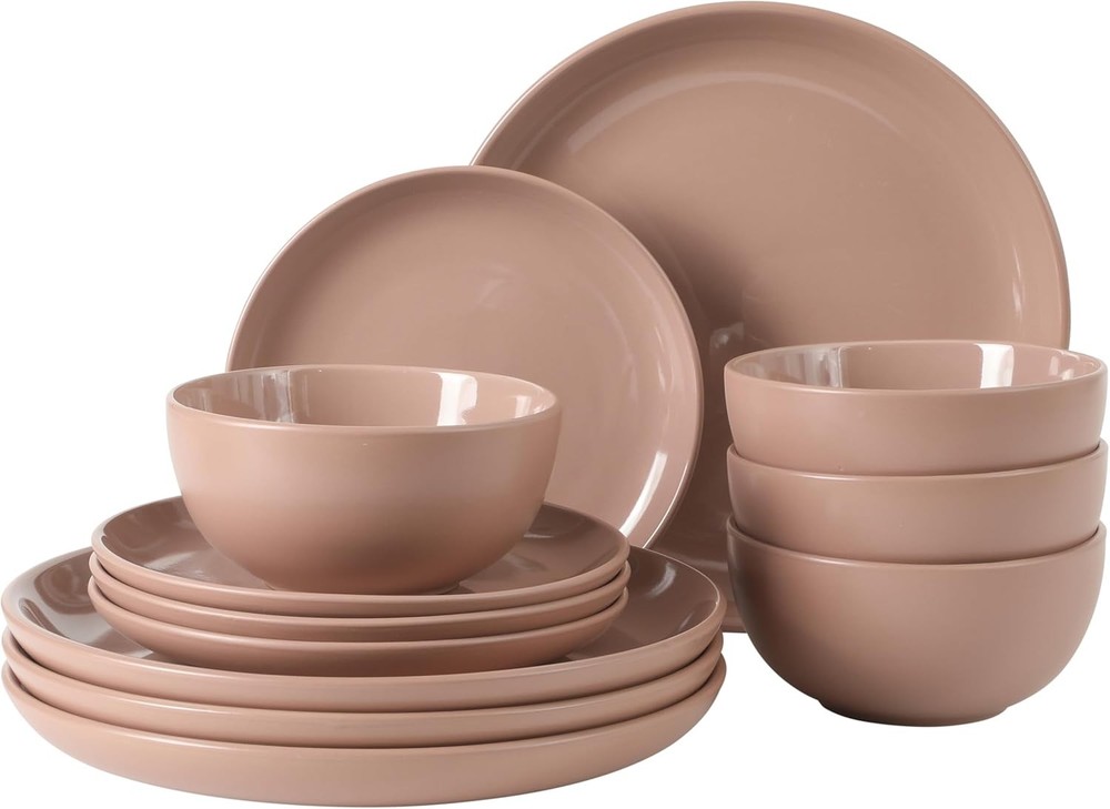 Rockaway 12-Piece Stoneware Dinnerware Set Matte Finish Service 4 Modern Ceramic