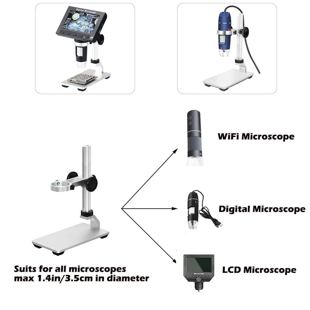 Universal Microscope Stand Pro, Stable Professional Aluminum Alloy Scope Base...