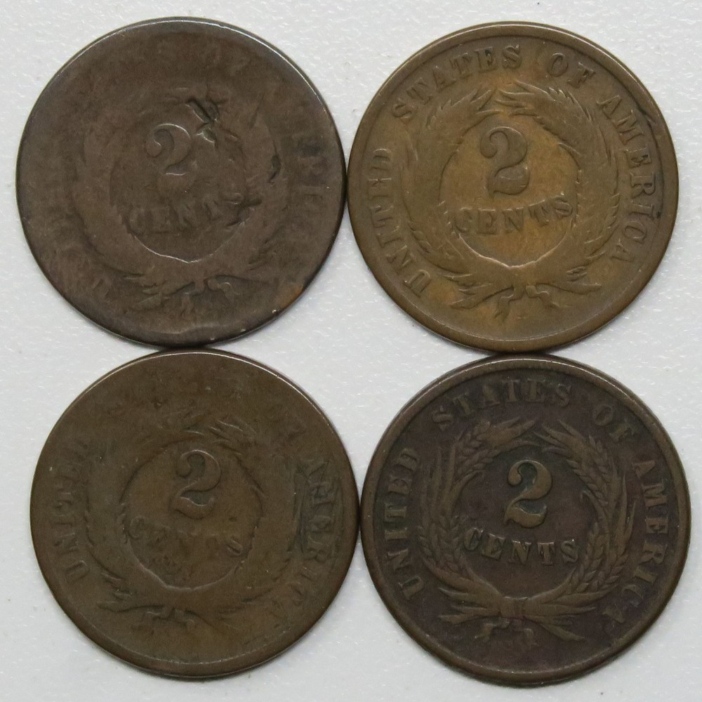 12x 1864-1868 2 Cent Pieces 2c 28665