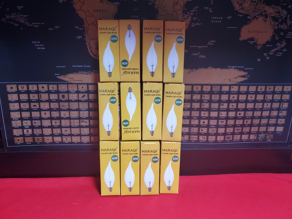 12 Pack 60w E12 C32 Flame Tip Clear Light Bulbs Free Shipping 🚢